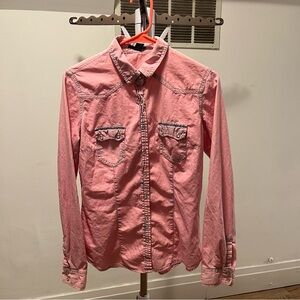 Forever 21 Women’s Pink Button-Down Shirt size Large 100% cotton